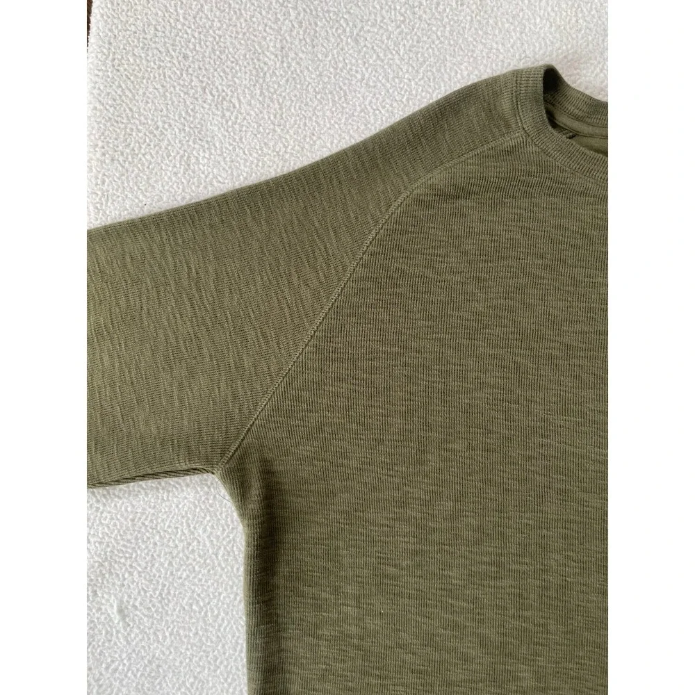 Banana Republic Mens Extra Large Sweatshirt Olive Green Slub Knit Raglan Sleeve